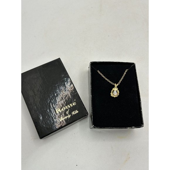 1983 Ronte’ of Hollywood 14k Gold Vermeil Genuine Opal Necklace With Box - Picture 1 of 8